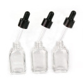 30ml square clear essential oil glass bottle with dropper lid